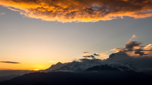 Sunset from Khopra Danda, Dhaulagiri, the eighth highest mountain in the world on the right.  